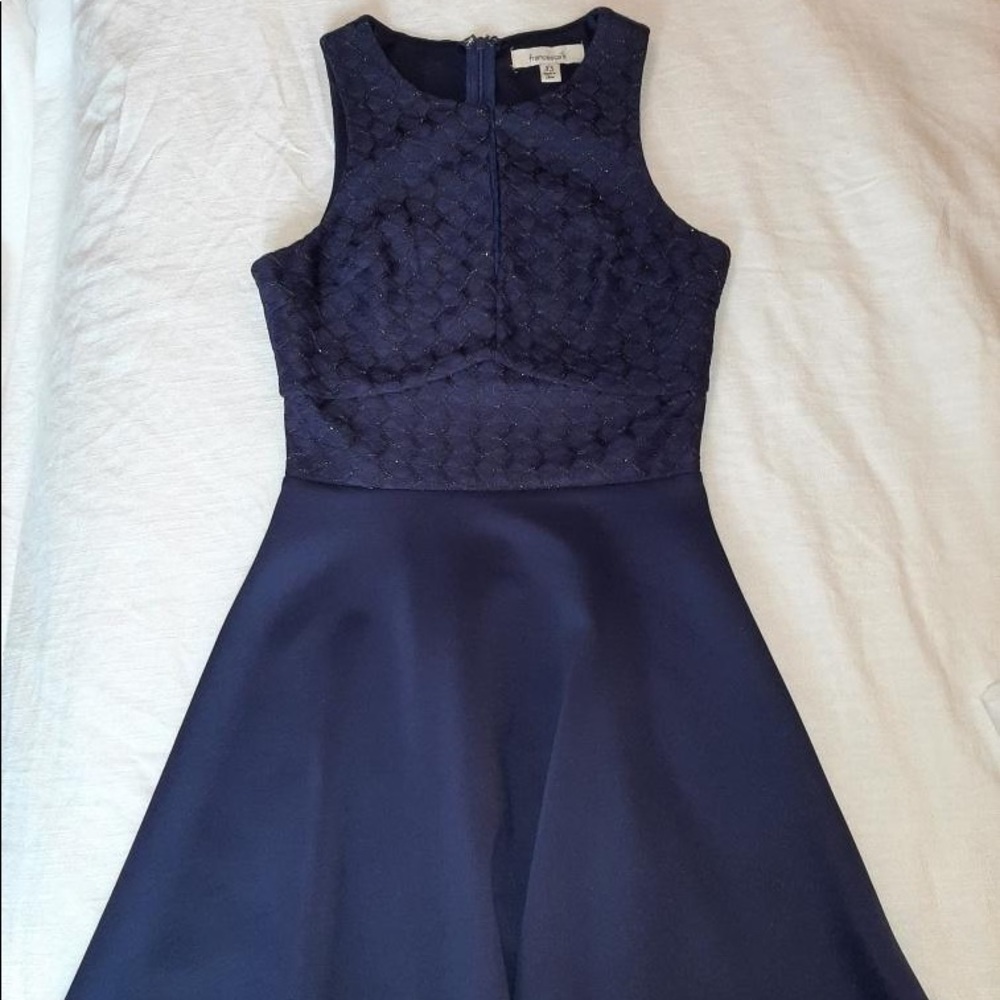 Francesca’s Collections Navy Embroidered Skater Dress Size XS